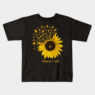 Choose Kind Sunflower-American Sign Language Kids T-Shirt